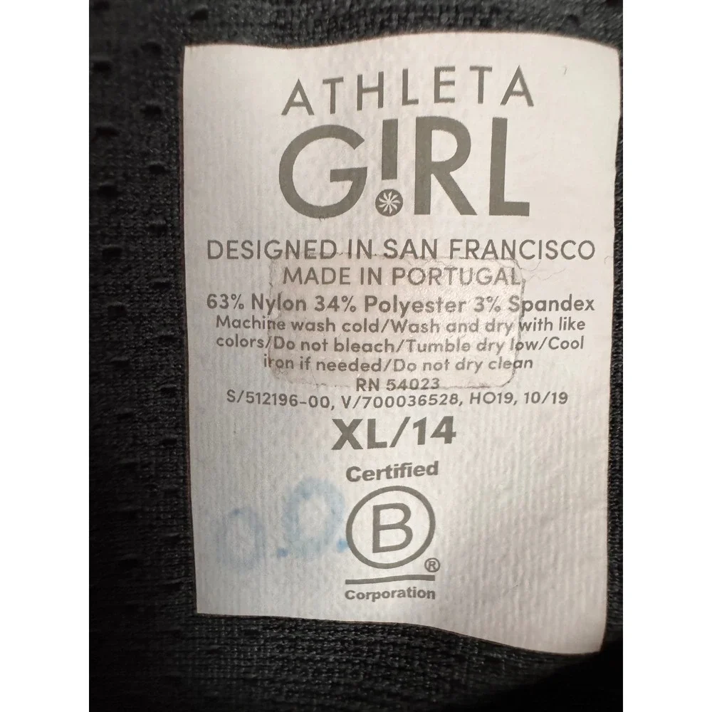 Athleta Girl Camo Seamless Long Sleeve Top Black Grey Girls XL 14 Thumbholes